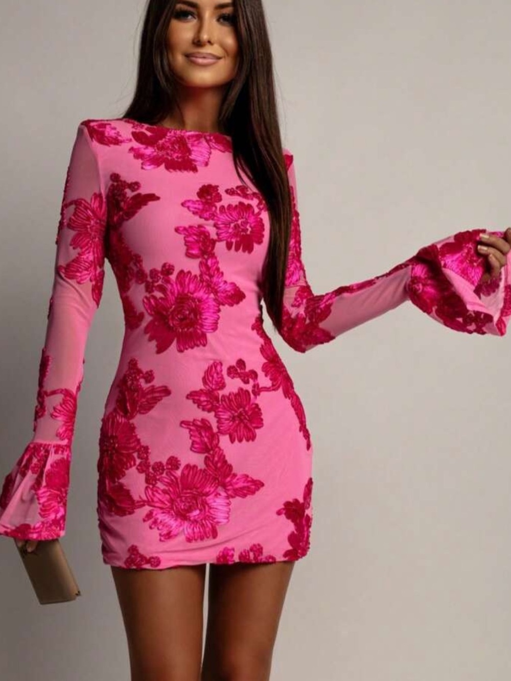 Women's Floral Print Elegant Party 3D Floral Trumpet Sleeve Summer Dress Vacatio